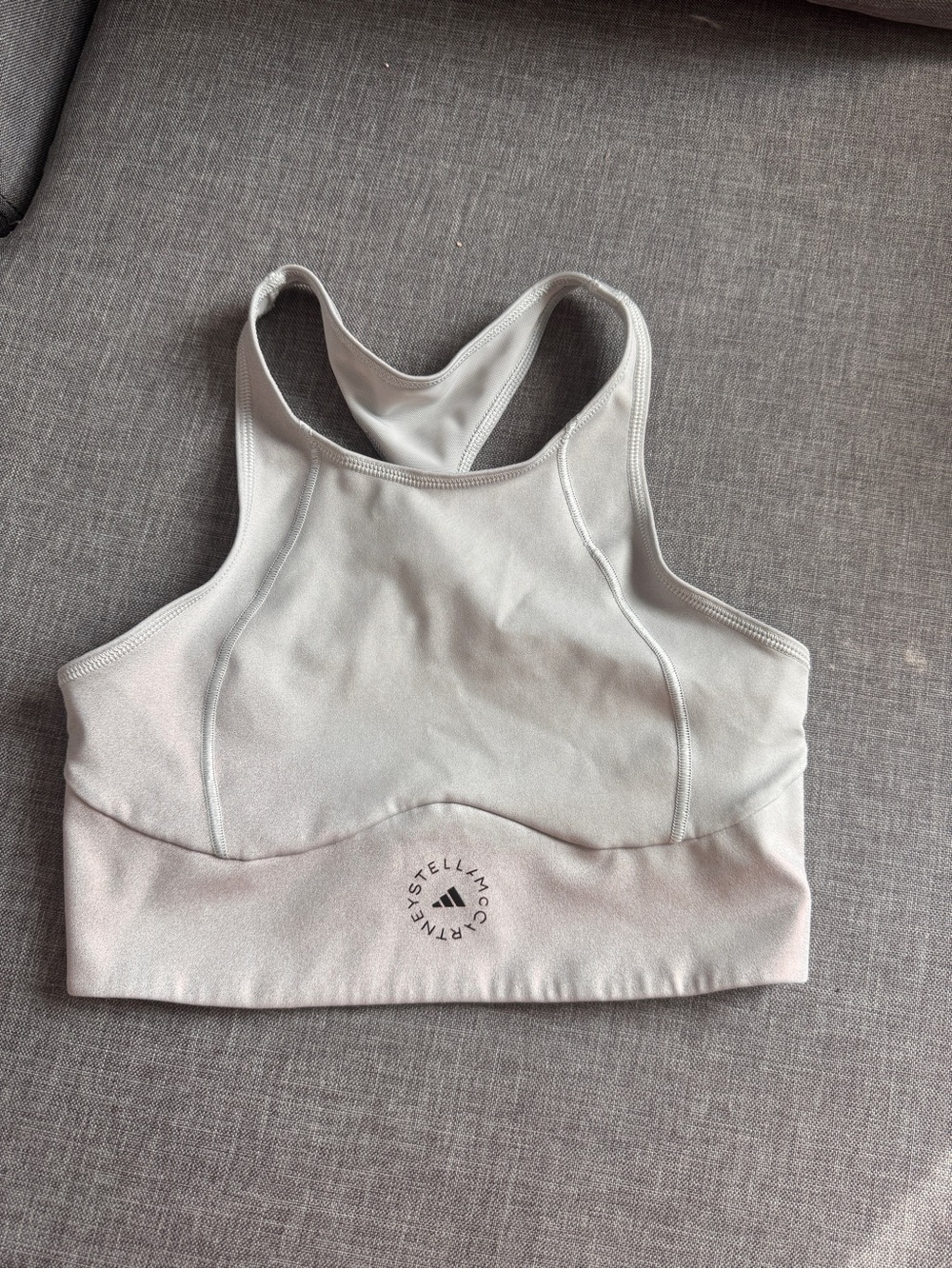 Stella McCartney Light Gray High-Neck Racerback Sports Bra